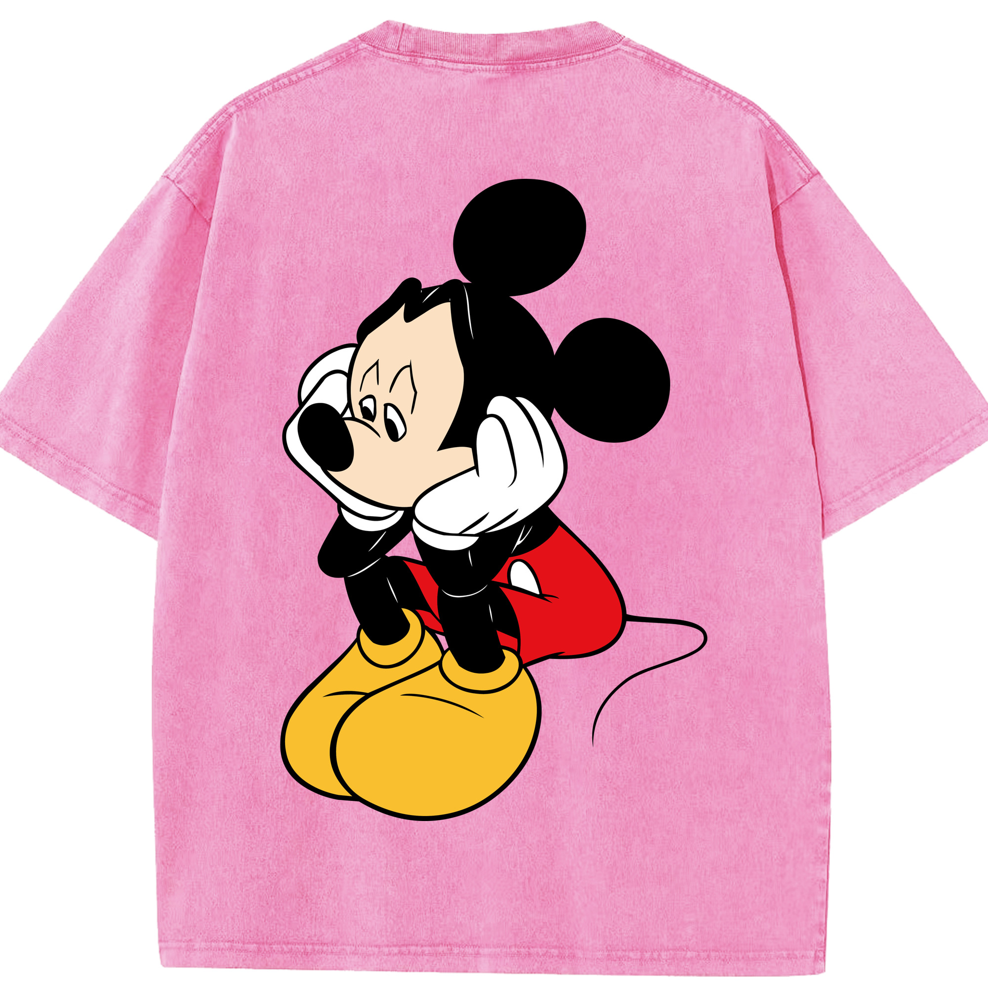 （画像用） ミッキーマウス Mickey Mouse 綿100% ヴィンテージ風 半袖Tシャツ（背面プリント）
